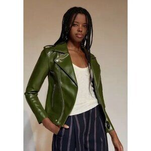 NWOT Free People Deadwood‎ River Cactus Leather Biker Jacket - XS/34